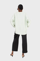 Mint green semi sheer pocket shirt_5