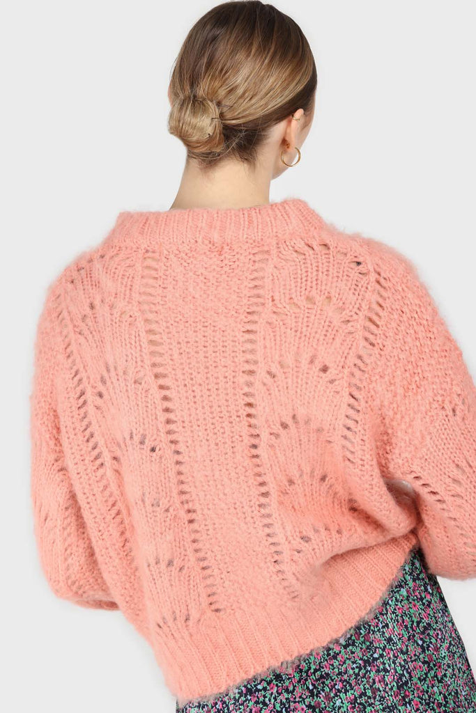 Pink lace knit fuzzy jumper_3