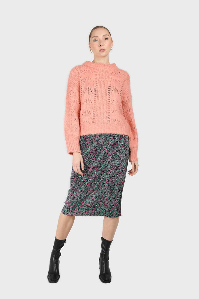 Pink lace knit fuzzy jumper_4