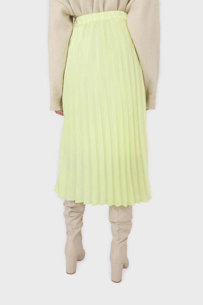 Lemon yellow silky pleated maxi skirt_5