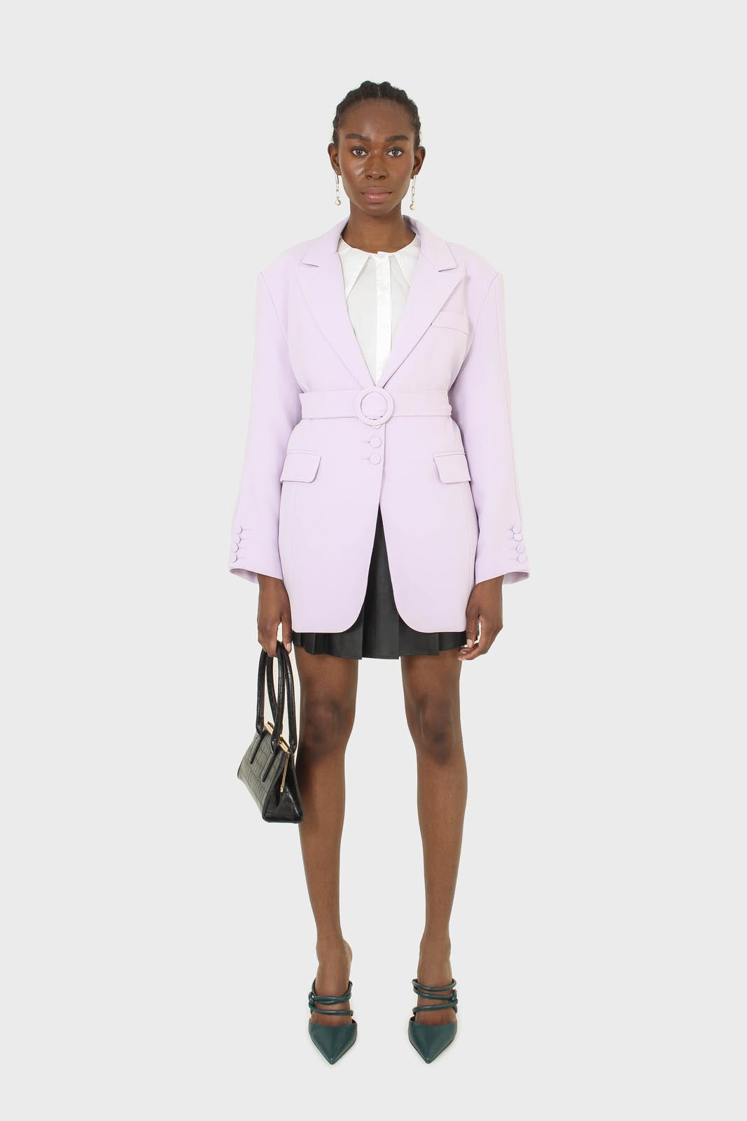 Lilac multi-button oversized belted blazer_4