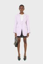 Lilac multi-button oversized belted blazer_4