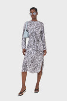 Light blue animal print cross over waist maxi dress_1