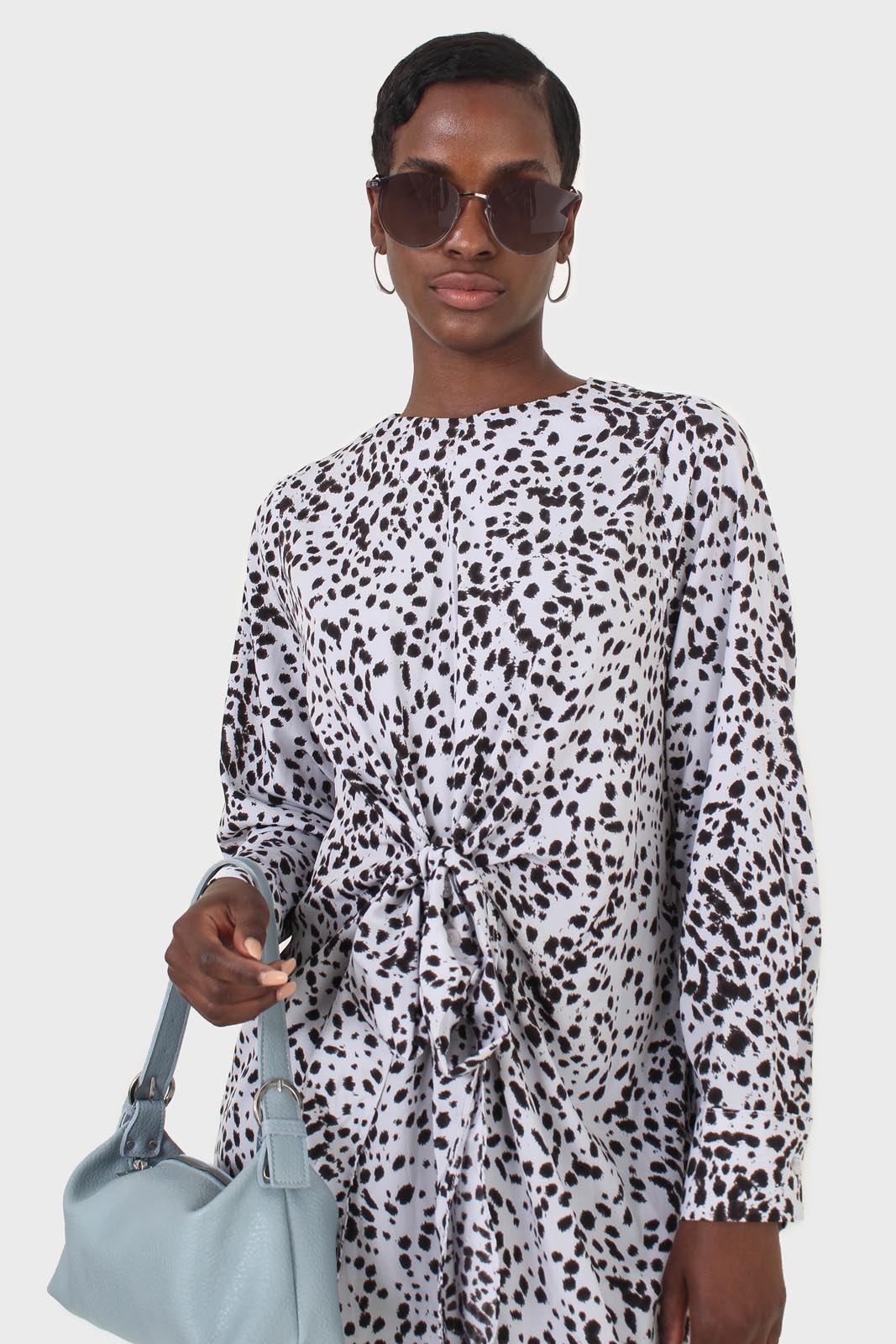 Light blue animal print cross over waist maxi dress_4