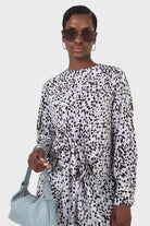 Light blue animal print cross over waist maxi dress_4