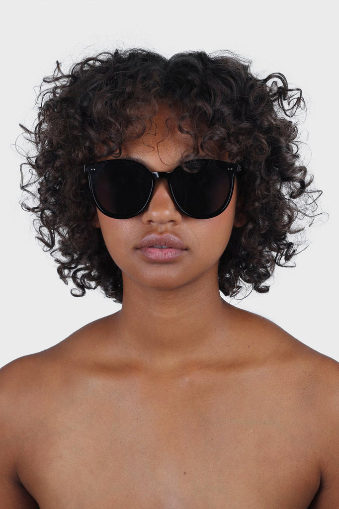 Black thick frame classic round sunglasses_5
