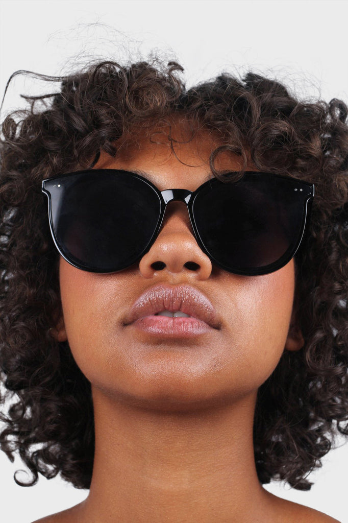 Black thick frame classic round sunglasses_2