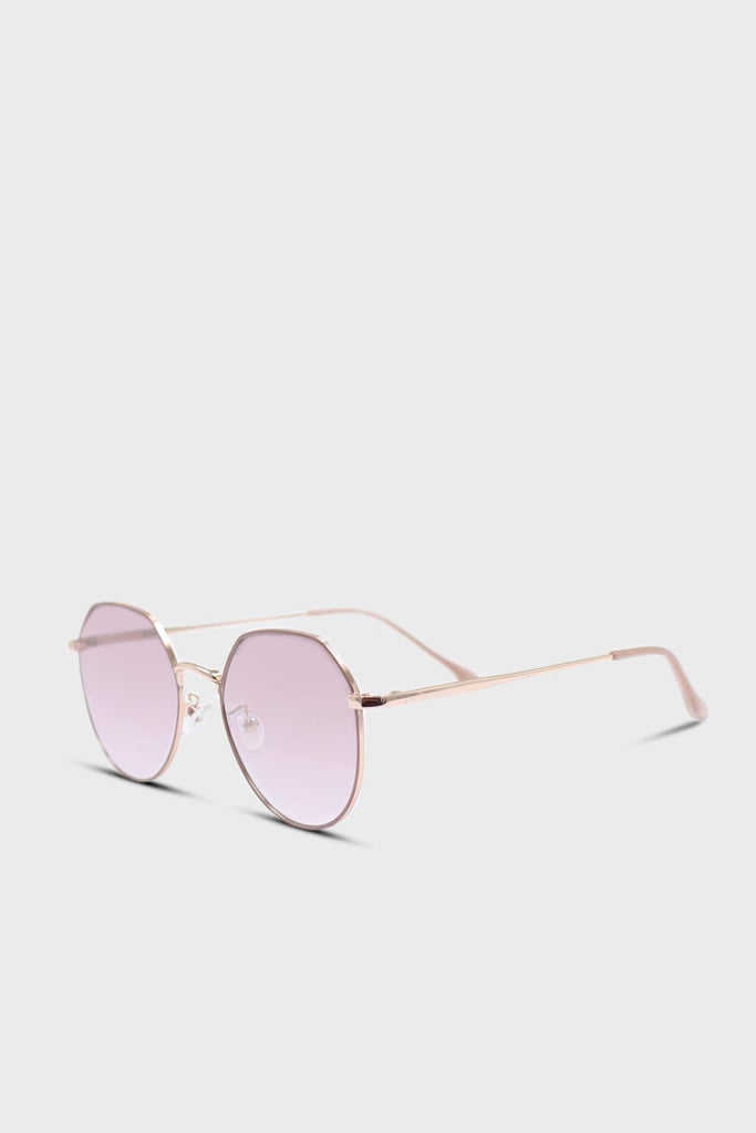Pink trim dusty pink lens angled aviator sunglasses_2