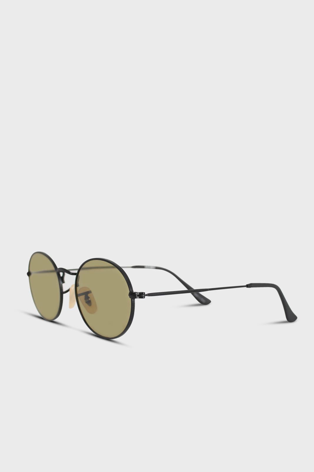 Smoked black frame small oval lens sunglasses