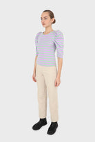 Lilac and mint striped puff 3/4 sleeve top_3