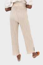 Beige silky micro pleat trousers_2