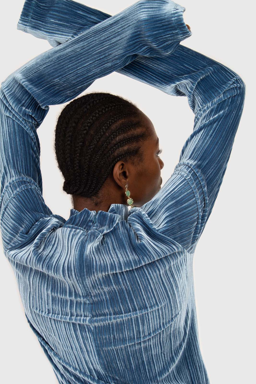 Mid blue micro ribbed silky top_7