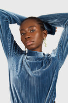 Mid blue micro ribbed silky top_2