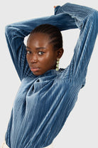 Mid blue micro ribbed silky top_9