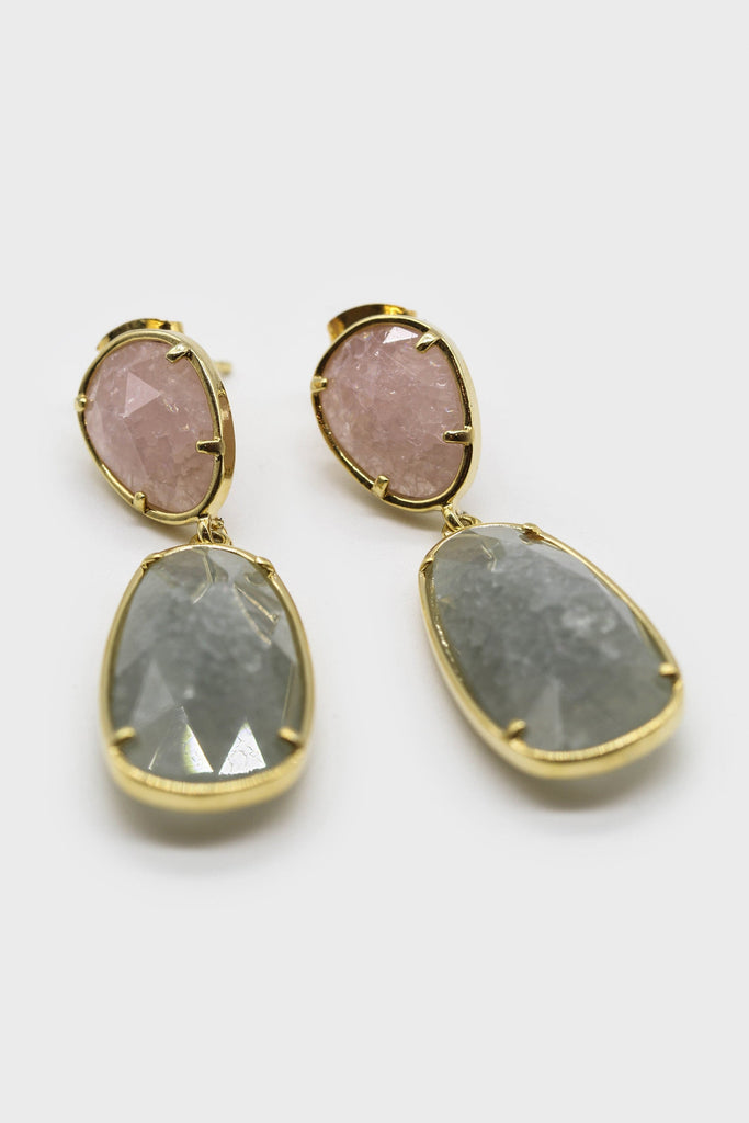 Pink and green gem drop earrings_1