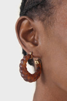 Brown rope twist hoop earrings_2