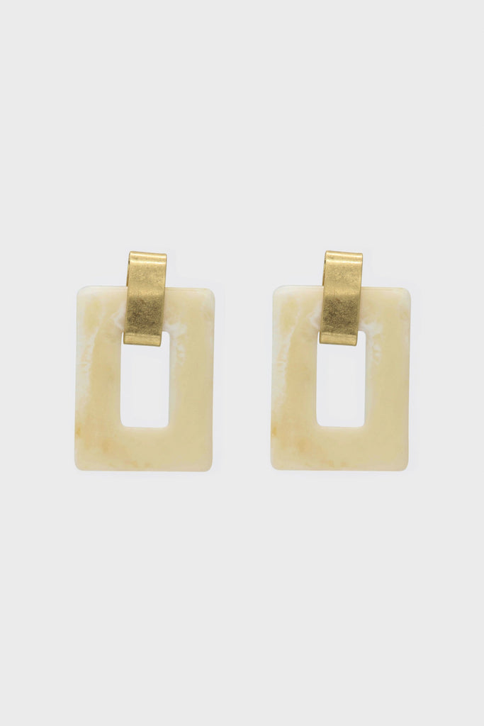 Ivory square gold loop linking earrings_8