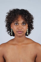 Green falling glass circle gem earrings_8