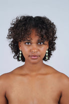 Green falling glass circle gem earrings_6