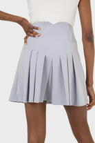 Powder blue pleated mini skirt set_4