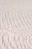 Beige shirring neck sheer tiered blouse_9