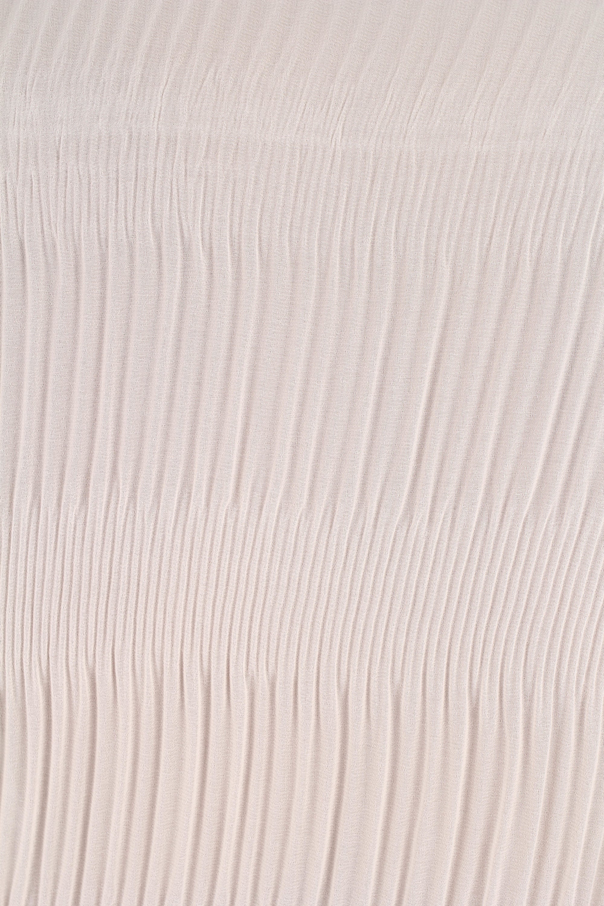 Beige shirring neck sheer tiered blouse_9