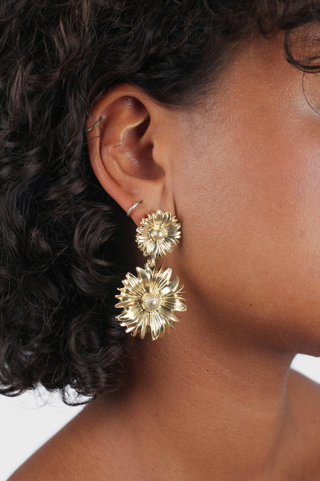 daisy double drop earrings