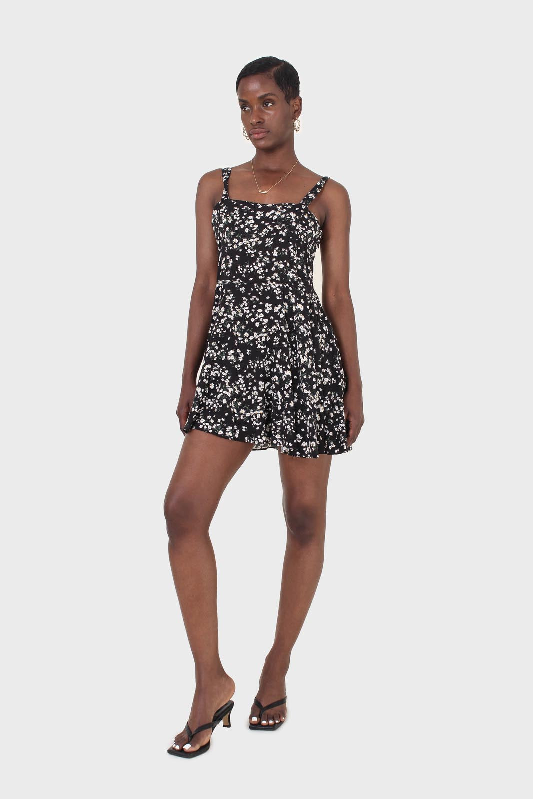 Black wildflower print mini dress_2