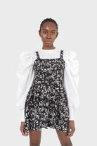 Black wildflower print mini dress_10