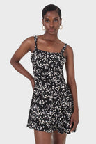 Black wildflower print mini dress_7