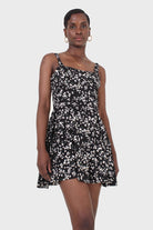 Black wildflower print mini dress_1