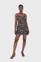 Black wildflower print mini dress_8