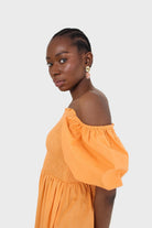 Orange short sleeved ruched bodice jumpsuit_6