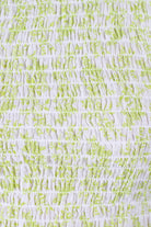 Ivory and bright green floral print ruched tank_11