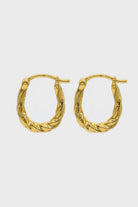 Gold twisted oval huggie earring - 9mm_4