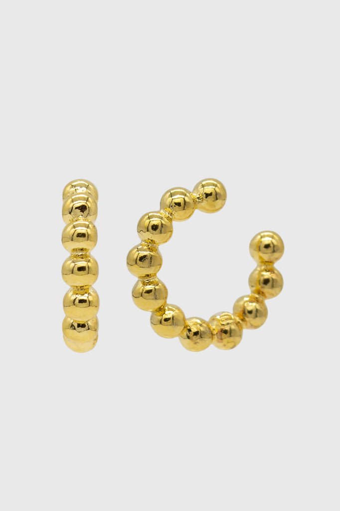 Gold thick stacked ball ear cuff - 8.5mm_3