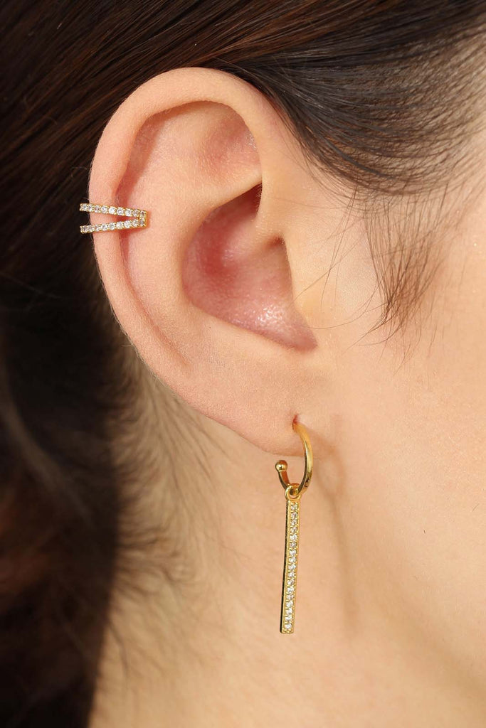 Gold pave double tier ear cuff - 8mm_2