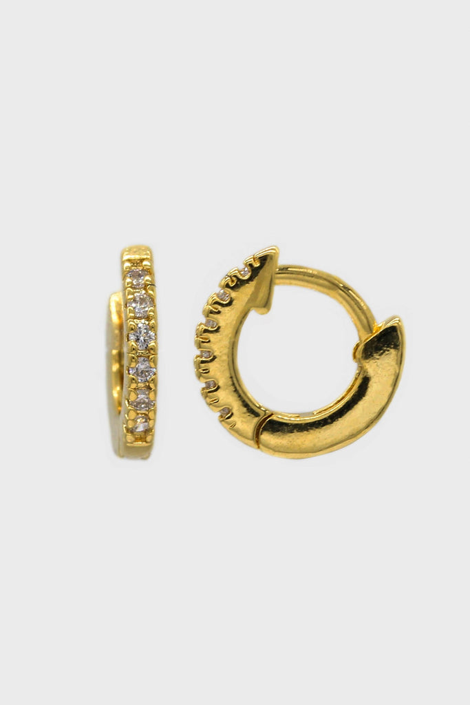 Gold simple pave huggie earrings - 5.5mm_4