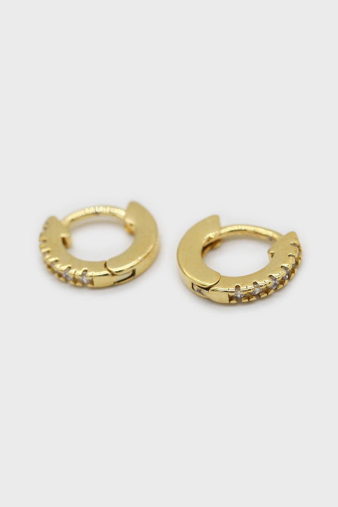 Gold simple pave huggie earrings - 5.5mm_1