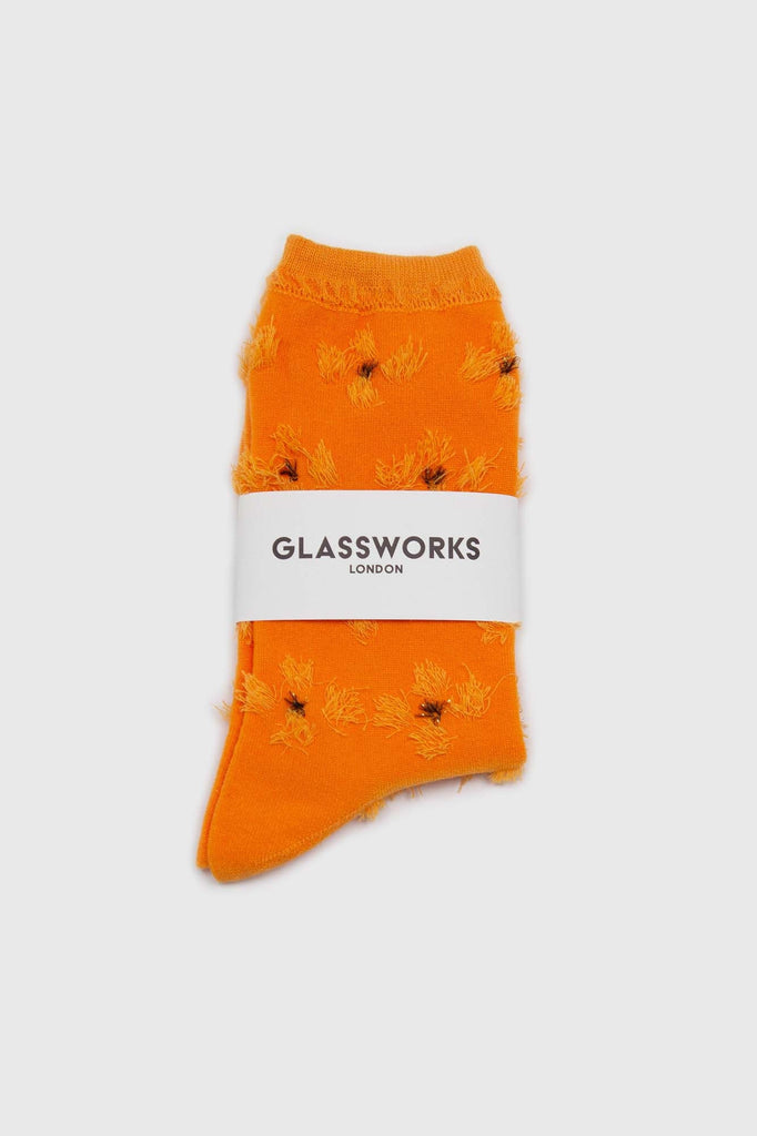 Orange tufted daisy socks_3