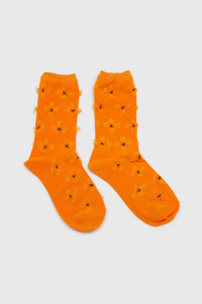 Orange tufted daisy socks_4