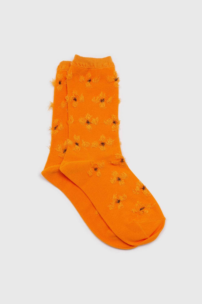 Orange tufted daisy socks_1