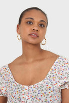 Ivory floral print cropped top_2