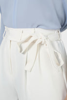 Ivory smart wide leg panel belted trousers_2
