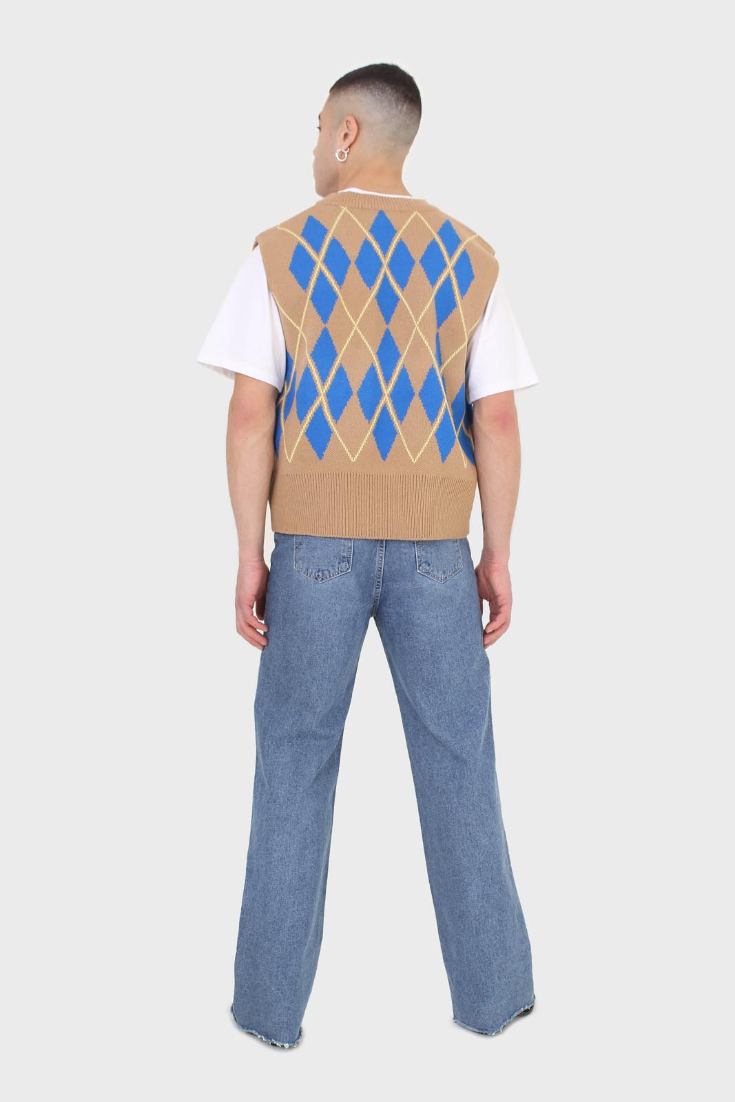Camel and bright blue argyle sweater vest_12