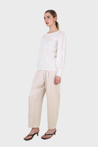 Ivory corset chest silky blouse_5