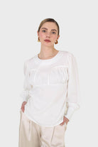 Ivory corset chest silky blouse_1