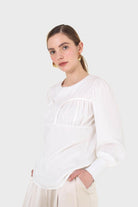 Ivory corset chest silky blouse_6