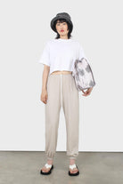 Beige loose fit sweatpants - set_2