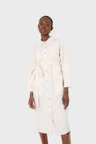 Ivory belted long shirt dress_1